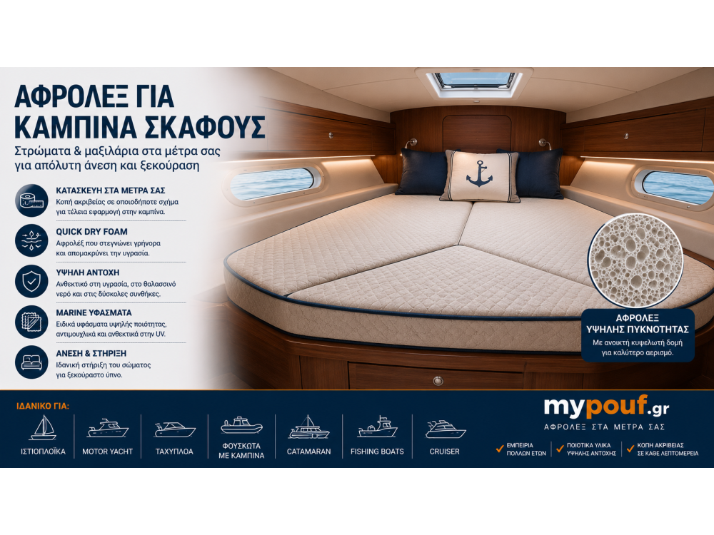 Αφρολέξ για Καμπίνα Σκάφους | Στρώματα στα Μέτρα