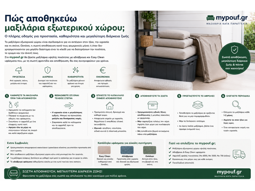 Πώς αποθηκεύω μαξιλάρια εξωτερικού χώρου