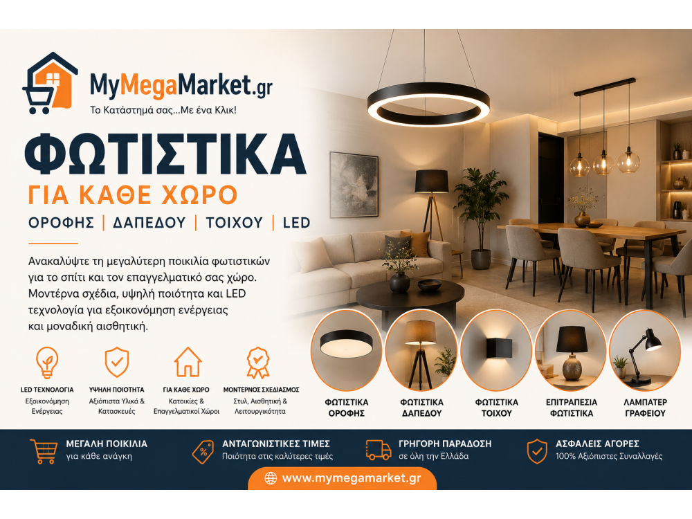 Φωτιστικά για Κάθε Χώρο | LED, Οροφής, Δαπέδου & Τοίχου