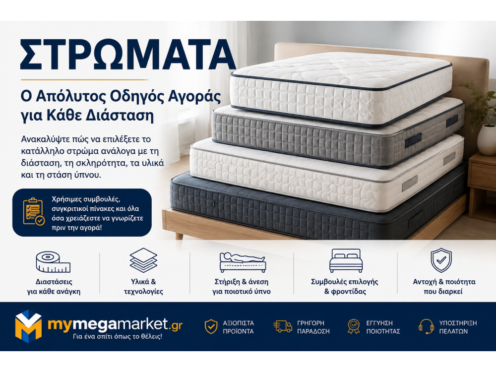 Ο Απόλυτος Οδηγός για Στρώματα – Πώς να Επιλέξετε το Ιδανικό Στρώμα για Άνετο και Υγιεινό Ύπνο