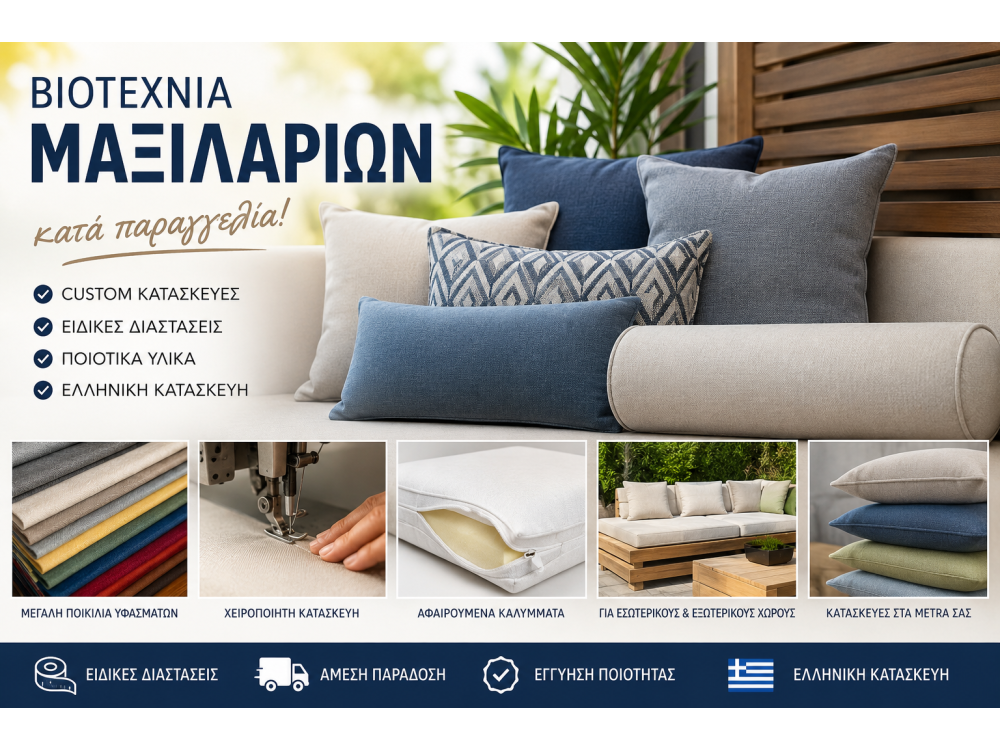 Βιοτεχνία Μαξιλαριών | Custom Μαξιλάρια Κατά Παραγγελία Ελληνικής Κατασκευής