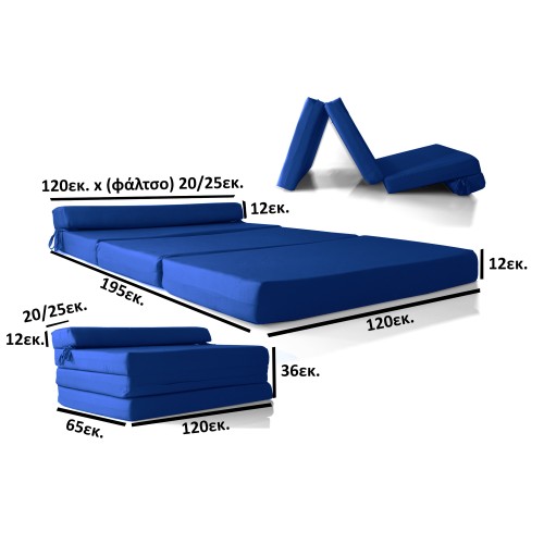 Καναπές - Κρεβάτι Flip Sofa μπλε Kansas με φερμουάρ Καναπές - Κρεβάτι Flip Sofa μπλε Kansas με φερμουάρ