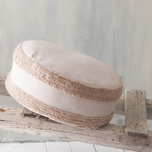 Πουφ Μαξιλάρα KOMAL Αποσπώμενο Κάλυμμα Λευκό/Πορτοκαλί Βαμβακερό 45x45x18cm