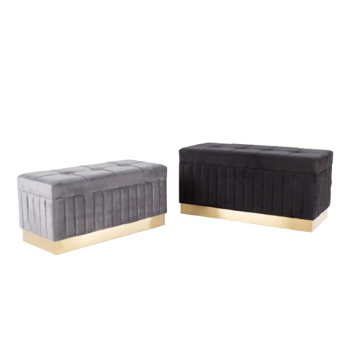 ICTUS ΣΚΑΜΠΟ SET 2ΤΕΜ ΜΑΥΡΟ ΓΚΡΙ 90x42xH44cm