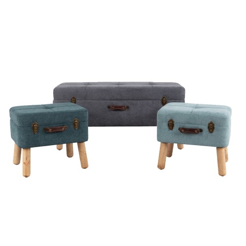 BABUS ΣΚΑΜΠΟ SET 3ΤΕΜ ΓΚΡΙ ΜΕΝΤΑ 100x40xH47cm