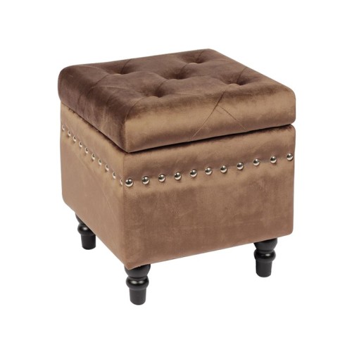 Loko Σκαμπό Αποθηκευτικό Βοηθητικό, Ύφασμα Velure Απόχρωση Καφέ 37x37x40cm Loko Σκαμπό Αποθηκευτικό Βοηθητικό, Ύφασμα Velure Απόχρωση Καφέ 37x37x40cm