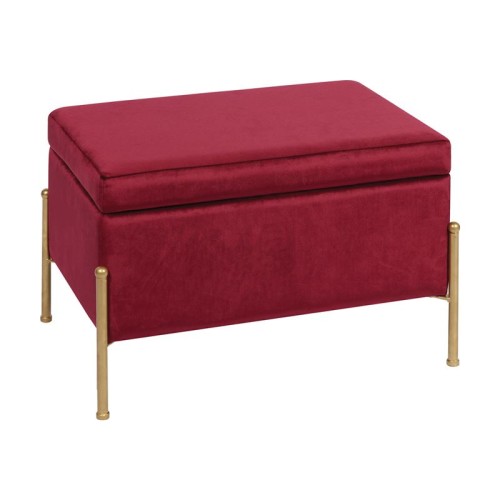 Ray Αποθηκευτικό Σκαμπό, Μέταλλο Βαφή Χρυσό, Ύφασμα Velure, Απόχρωση Κόκκινο 60x40x40cm Ray Αποθηκευτικό Σκαμπό, Μέταλλο Βαφή Χρυσό, Ύφασμα Velure, Απόχρωση Κόκκινο 60x40x40cm