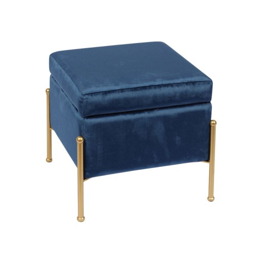 Ray Αποθηκευτικό Σκαμπό, Μέταλλο Βαφή Χρυσό, Ύφασμα Velure, Απόxρωση Μπλε 40x40x37cm Ray Αποθηκευτικό Σκαμπό, Μέταλλο Βαφή Χρυσό, Ύφασμα Velure, Απόxρωση Μπλε 40x40x37cm