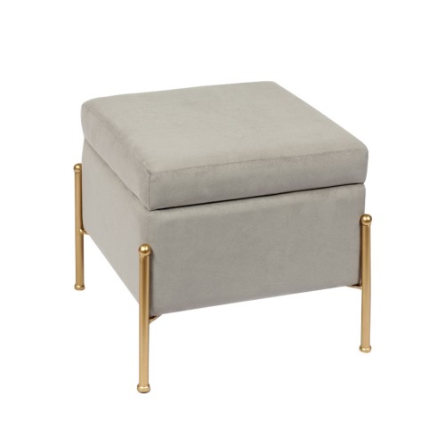 Ray Αποθηκευτικό Σκαμπό, Μέταλλο Βαφή Χρυσό, Ύφασμα Velure, Απόχρωση Γκρι 40x40x37cm Ray Αποθηκευτικό Σκαμπό, Μέταλλο Βαφή Χρυσό, Ύφασμα Velure, Απόχρωση Γκρι 40x40x37cm