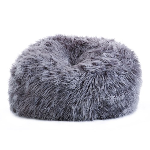Bigo Luxury Πουφ Τεχνητή Γούνα Απόχρωση Ανθρακί, Αποσπώμενο Κάλυμμα -  Εσωτερικού Χώρου 110x110x86cm