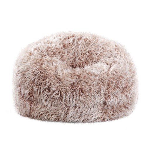 Bigo Luxury Πουφ Τεχνητή Γούνα Απόχρωση Sand, Αποσπώμενο Κάλυμμα - Εσωτερικού Χώρου 110x110x86cm