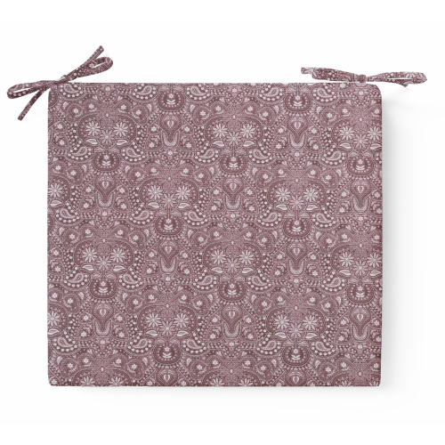 Μαξιλάρι Καρέκλας Με Δέσιμο Sefu 301 - Λονέτα Ύφασμα Βυσσινί Με Σχέδιο Μαξιλάρι Καρέκλας Με Δέσιμο Sefu 301 - Λονέτα Ύφασμα Βυσσινί Με Σχέδιο