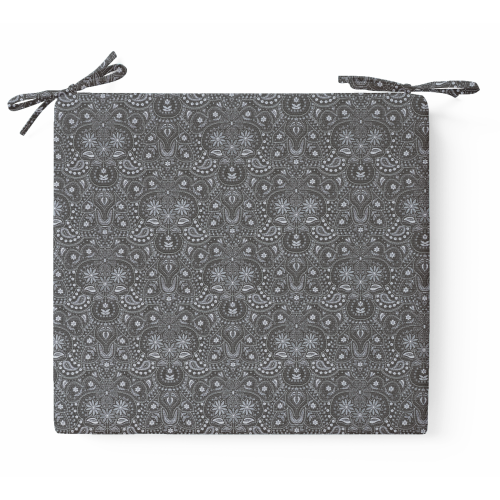 Μαξιλάρι Καρέκλας Με Δέσιμο Sefu 850 - Λονέτα Ύφασμα Μαύρο Με Σχέδιο Μαξιλάρι Καρέκλας Με Δέσιμο Sefu 850 - Λονέτα Ύφασμα Μαύρο Με Σχέδιο