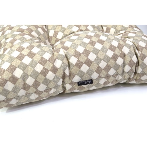 Μαξιλάρι κάθισμα μπαμπού - Λονέτα σχέδιο καρώ Μπέζ - Γκρι - Καφέ