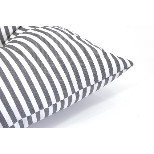 Μαξιλάρι στρογγυλό αδιάβροχο γκρι με ρίγες κάθισμα με κουμπιά 100% PP Olefin