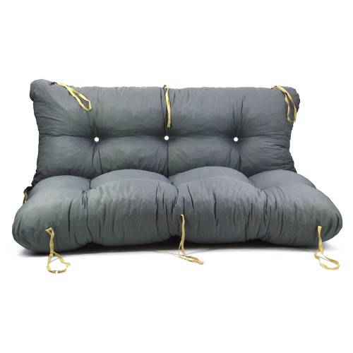 Μαξιλάρι για καναπέ με ενσωματωμένη πλάτη - γκρί Κρετόν ύφασμα 120x90 + 120x60Υ