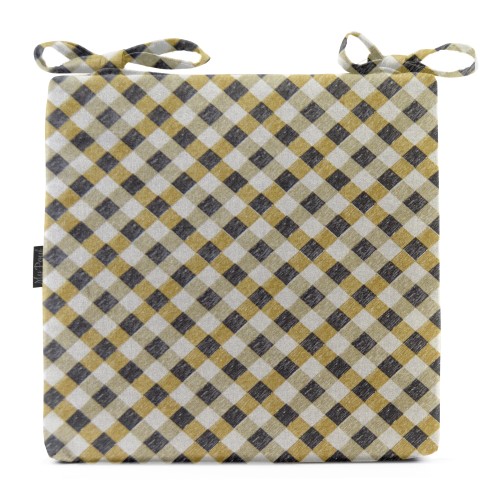 Μαξιλάρι Καρέκλας Με Δέσιμο Με Σχέδιο Καρώ Καφέ - Μπέζ - Λονέτα Ύφασμα Μαξιλάρι Καρέκλας Με Δέσιμο Με Σχέδιο Καρώ Καφέ - Μπέζ - Λονέτα Ύφασμα