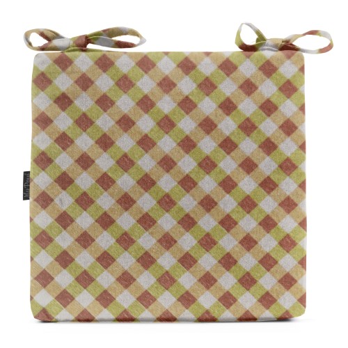 Μαξιλάρι Καρέκλας Με Δέσιμο Με Σχέδιο Καρώ Λαχανί - Μπέζ - Λονέτα Ύφασμα Μαξιλάρι Καρέκλας Με Δέσιμο Με Σχέδιο Καρώ Λαχανί - Μπέζ - Λονέτα Ύφασμα