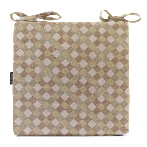 Μαξιλάρι Καρέκλας Με Δέσιμο Με Σχέδιο Καρώ Μπέζ - Γκρι - Καφέ - Λονέτα Ύφασμα Μαξιλάρι Καρέκλας Με Δέσιμο Με Σχέδιο Καρώ Μπέζ - Γκρι - Καφέ - Λονέτα Ύφασμα