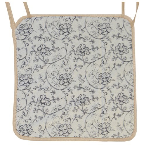 Μαξιλάρι Καρέκλας Με Ρέλι Λονέτα σχέδιο μπέζ με λουλούδια Sacha 850 Μαξιλάρι Καρέκλας Με Ρέλι Λονέτα σχέδιο μπέζ με λουλούδια Sacha 850