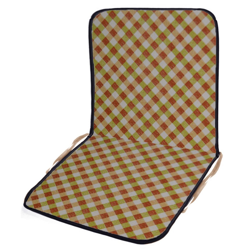 Μαξιλάρι καρέκλας με πλάτη λονέτα Σχέδιο Καρώ Λαχανί - Μπέζ | Mycollection.gr