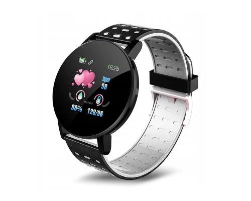 Smartwatch 119 Plus με Μετρητή Καρδιακών Παλμών Χρώματος Μαύρο - Λευκό SPM