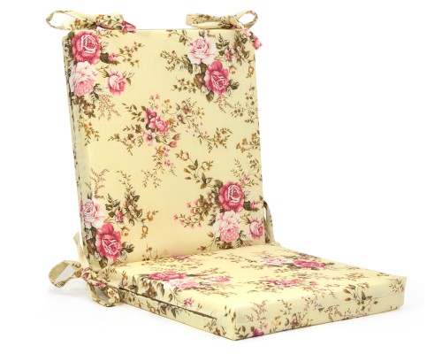 Μαξιλάρι καρέκλας λονέτα με κορδόνια στην πλάτη σχέδιο Floral Rakel 101 90x45x5cm