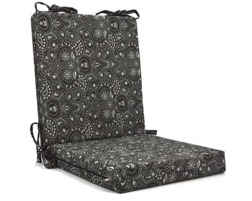 Μαξιλάρι καρέκλας Sefu 850 λονέτα με κορδόνια στην πλάτη Μαύρο Με Σχέδιο 90x45x5cm