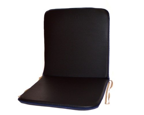 Μαξιλάρι καρέκλας μαύρο με πλάτη - ρέλι μπλέ σκούρο