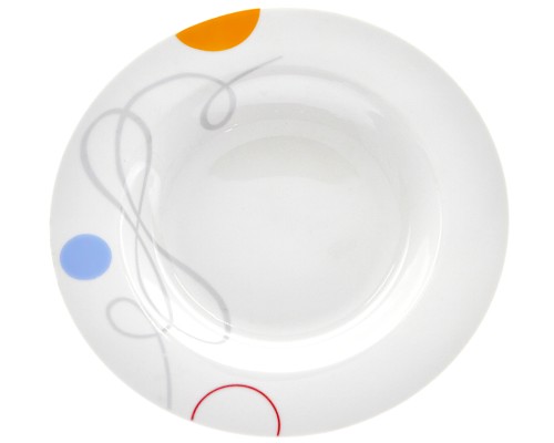 Πιάτο σούπας πορσελάνης με σχέδιο γραμμές και κύκλους