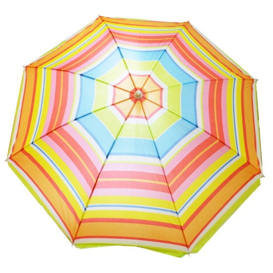 Ομπρέλα θαλάσσης Nylon με ρίγες πολύχρωμες - 170 cm