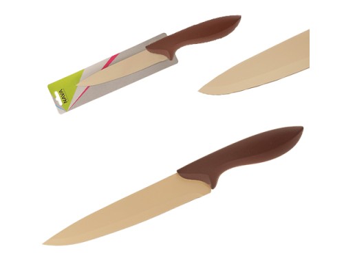 Μαχαίρι κρέατος ατσάλινο με αντικολλητική βαφή χερούλι σμάλτο σε καφέ χρώμα Nava