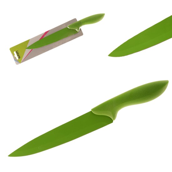 Μαχαίρι κρέατος ατσάλινο με αντικολλητική βαφή χερούλι σμάλτο σε πράσινο χρώμα Nava