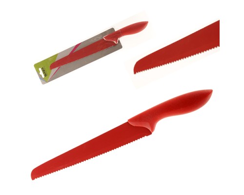 Μαχαίρι ψωμιού ατσάλινο με αντικολλητική βαφή χερούλι σμάλτο σε κόκκινο χρώμα Nava