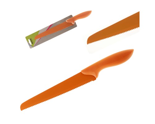 Μαχαίρι ψωμιού ατσάλινο με αντικολλητική βαφή χερούλι σμάλτο σε πορτοκαλί χρώμα Nava