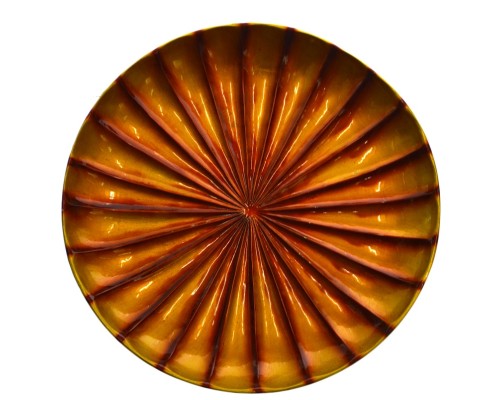 Πιατέλα κεραμική διακοσμητική σε πορτοκαλί - χρυσό
