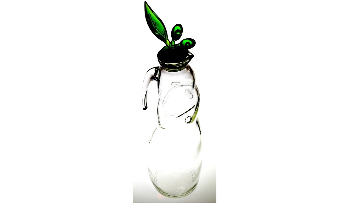 Ρoή λαδιού γυάλινη με ακρυλίκο πράσινο καπάκι | Mycollection.gr