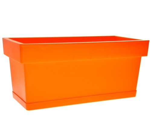 Ζαρντινιέρα Linea με πιάτο χρώμα πορτοκαλί 17,5 x 38,5 x 18,5 cm