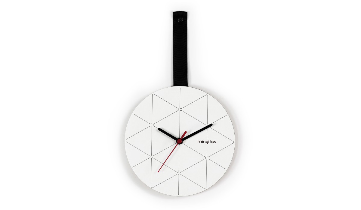 Ρολόι Τοίχου MINUET Λευκό/Μαύρο Ξύλο/Ύφασμα 23x23x2cm | Mycollection.gr