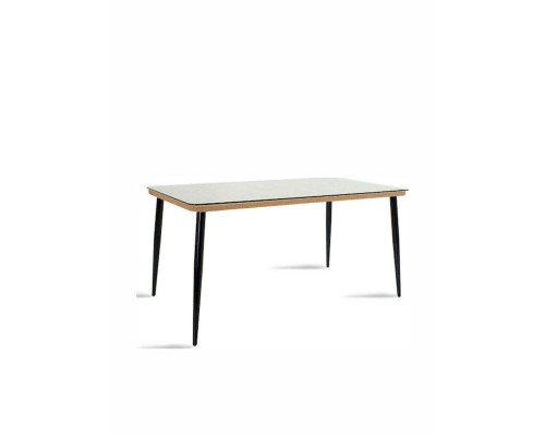 Τραπέζι Κήπου AMPIUS Φυσικό/Μαύρο Μέταλλο/Rattan/Γυαλί 160x90x73cm