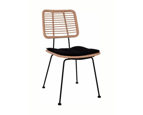 Καρέκλα Κήπου ATIUS Φυσικό/Μαύρο Μέταλλο/Rattan 46.5x55x86cm