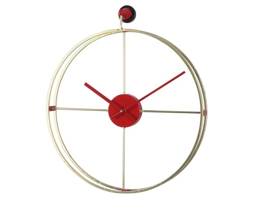 Ρολόι Τοίχου Χρυσό/Κόκκινο Μέταλλο 45.5x53x5.5cm