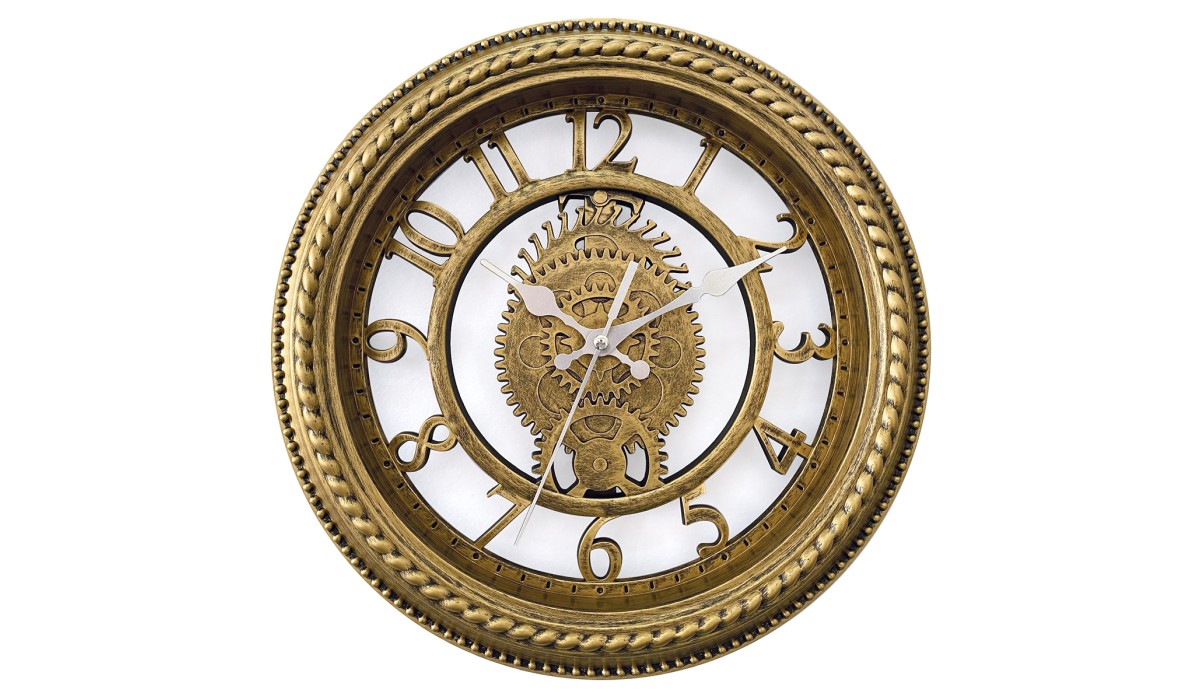 Ρολόι Τοίχου Χρυσό Πλαστικό Φ30.5x4.6cm | Mycollection.gr