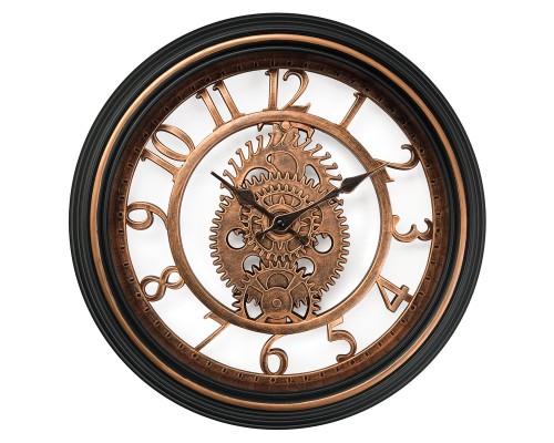 Ρολόι Τοίχου Καφέ/Μαύρο Πλαστικό Φ40.6x4.9cm