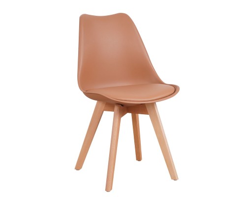 Καρέκλα GROUGH Cappuccino PP/PU/Ξύλο 49x56x83cm