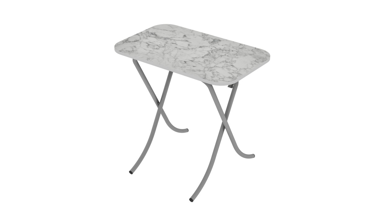 Tραπέζι "MOUNTAIN TOP" ορθογώνιο πτυσσόμενο από mdf/μέταλλο σε χρώμα λευκό μαρμάρου 50x80x75 | Mycollection.gr