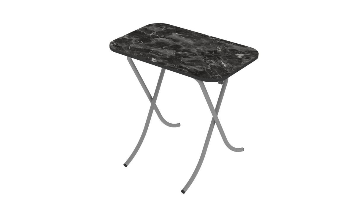 Tραπέζι "MOUNTAIN TOP" ορθογώνιο πτυσσόμενο από mdf/μέταλλο σε χρώμα μαύρο μαρμάρου 50x80x75 | Mycollection.gr