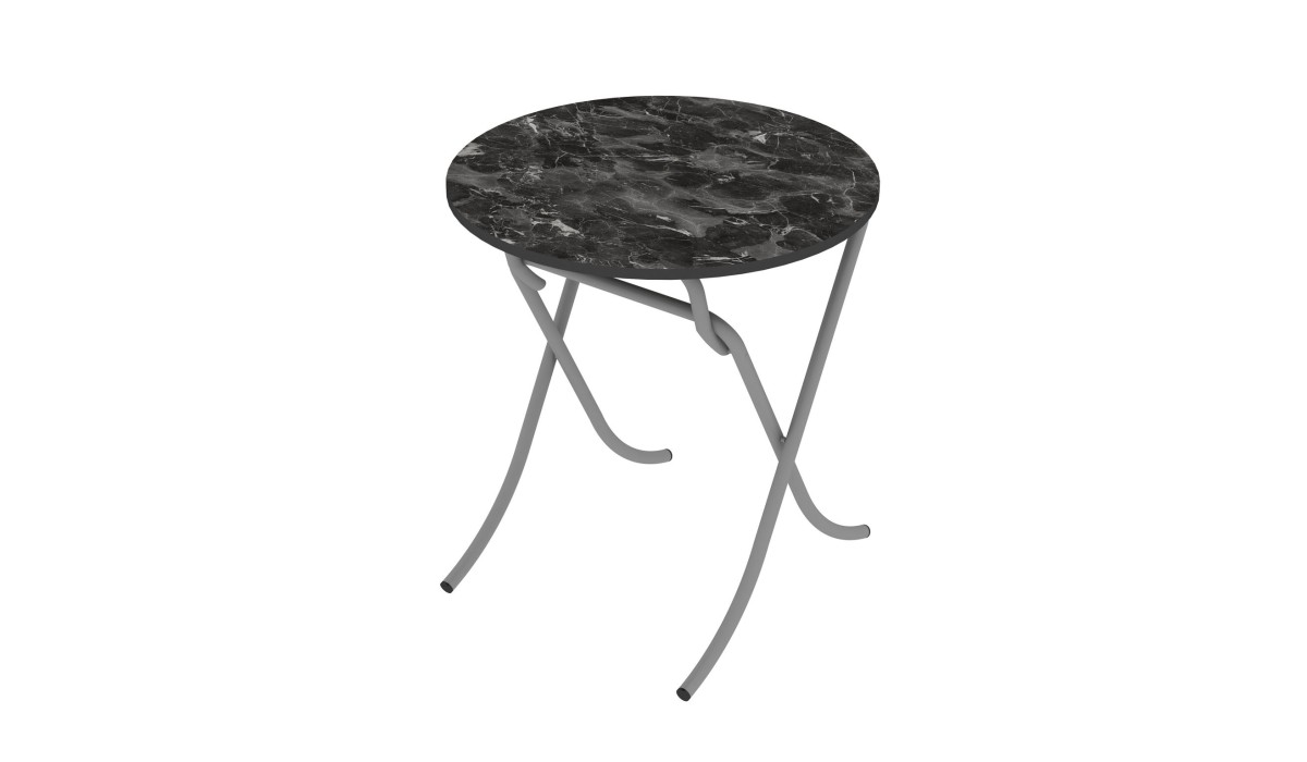 Τραπέζι στρόγγυλο "MOUNTAIN TOP" από mdf/μέταλλο σε χρώμα μαύρο μαρμάρου Φ70x75 | Mycollection.gr