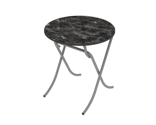 Τραπέζι στρόγγυλο "MOUNTAIN TOP" από mdf/μέταλλο σε χρώμα μαύρο μαρμάρου Φ70x75