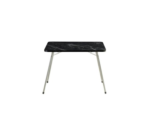 Τραπέζι camping πτυσσόμενο από μέταλλο σε ασημί/μαύρο με εφέ γρανίτη χρώμα 60x80x62